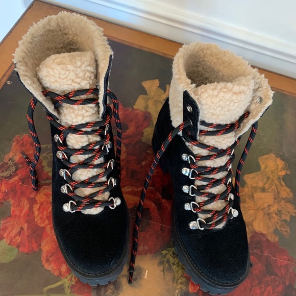 Steve Madden Suede/Faux Fur Booties - Picture 2 of 3